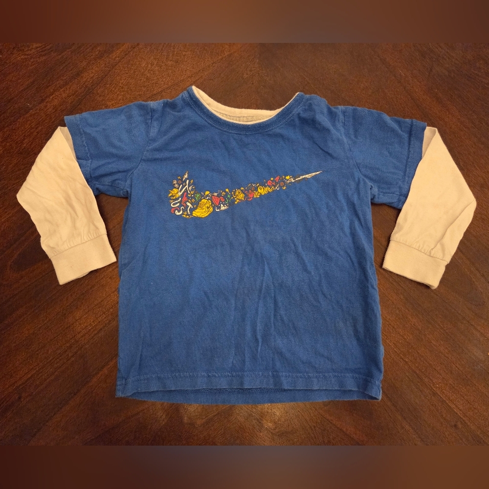 Nike Kids Blue and Tan Long Sleeve Tee